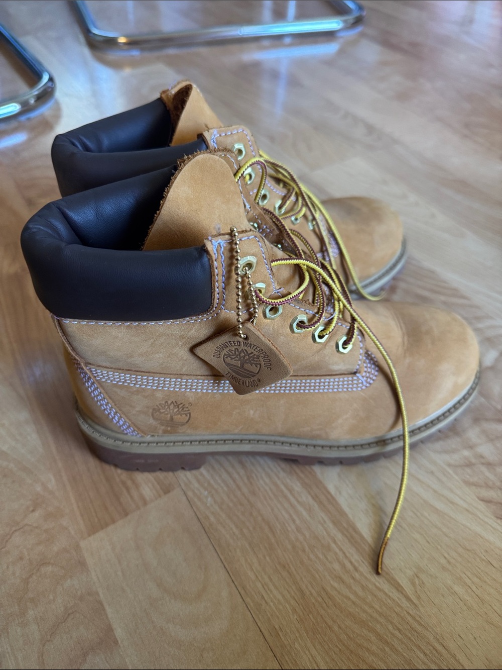 Timberland Kids Wheat/Tan Padded Collar Lace-Up Boots